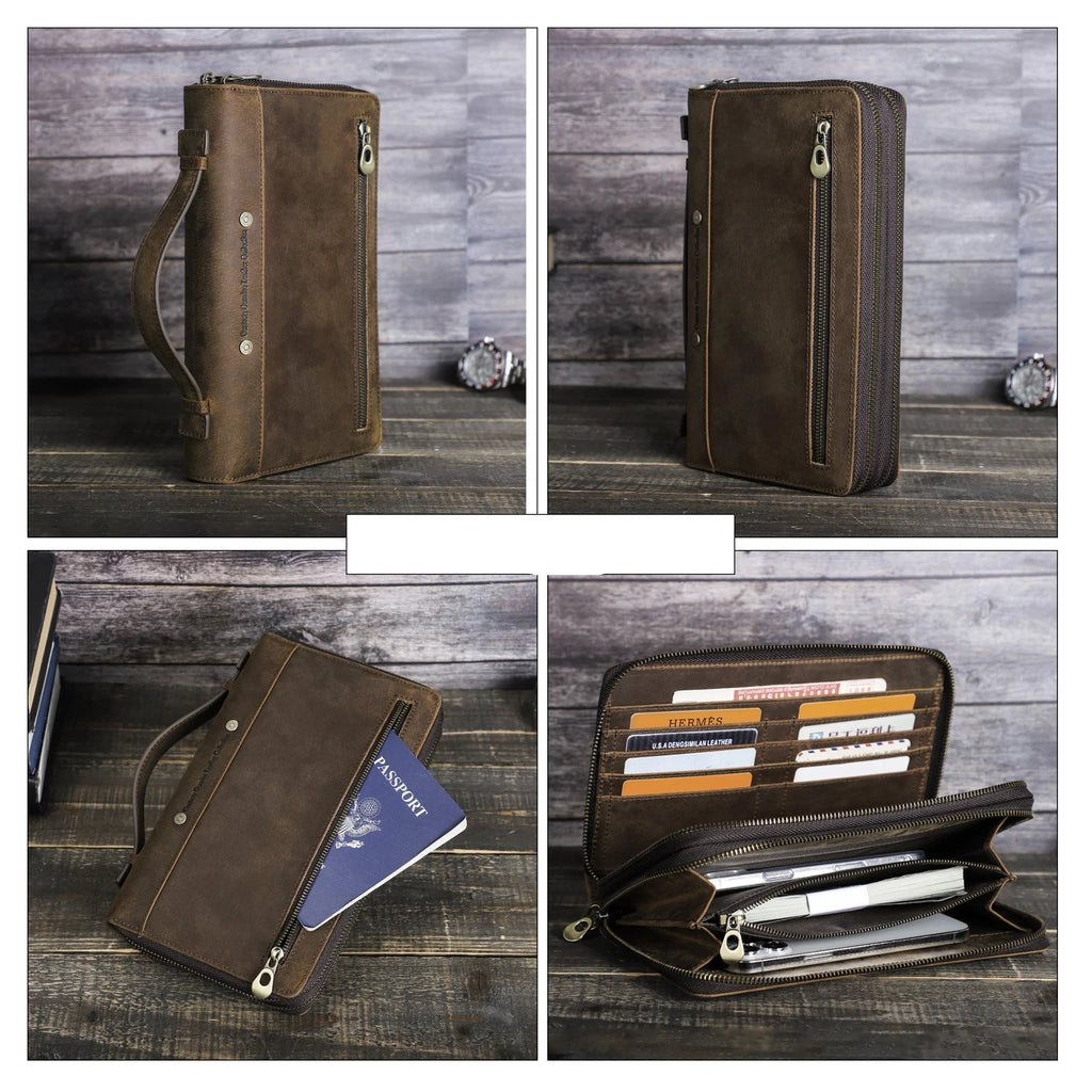 Sac pochette homme  cuir Marron / 24 x 3.5 x 15cm / Offerte-ShopGET® 