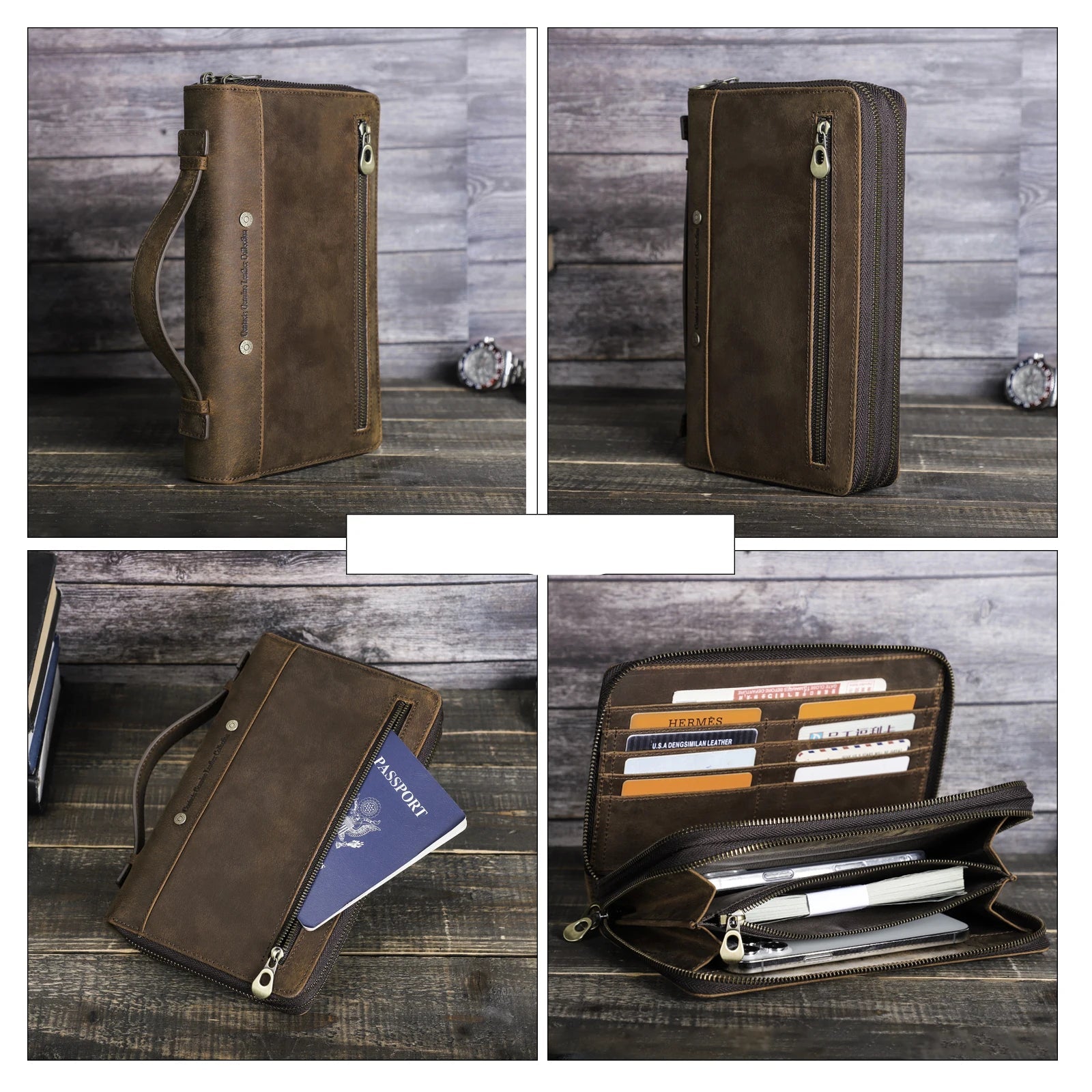 Sac pochette homme  cuir Marron / 24 x 3.5 x 15cm / Offerte-ShopGET® 