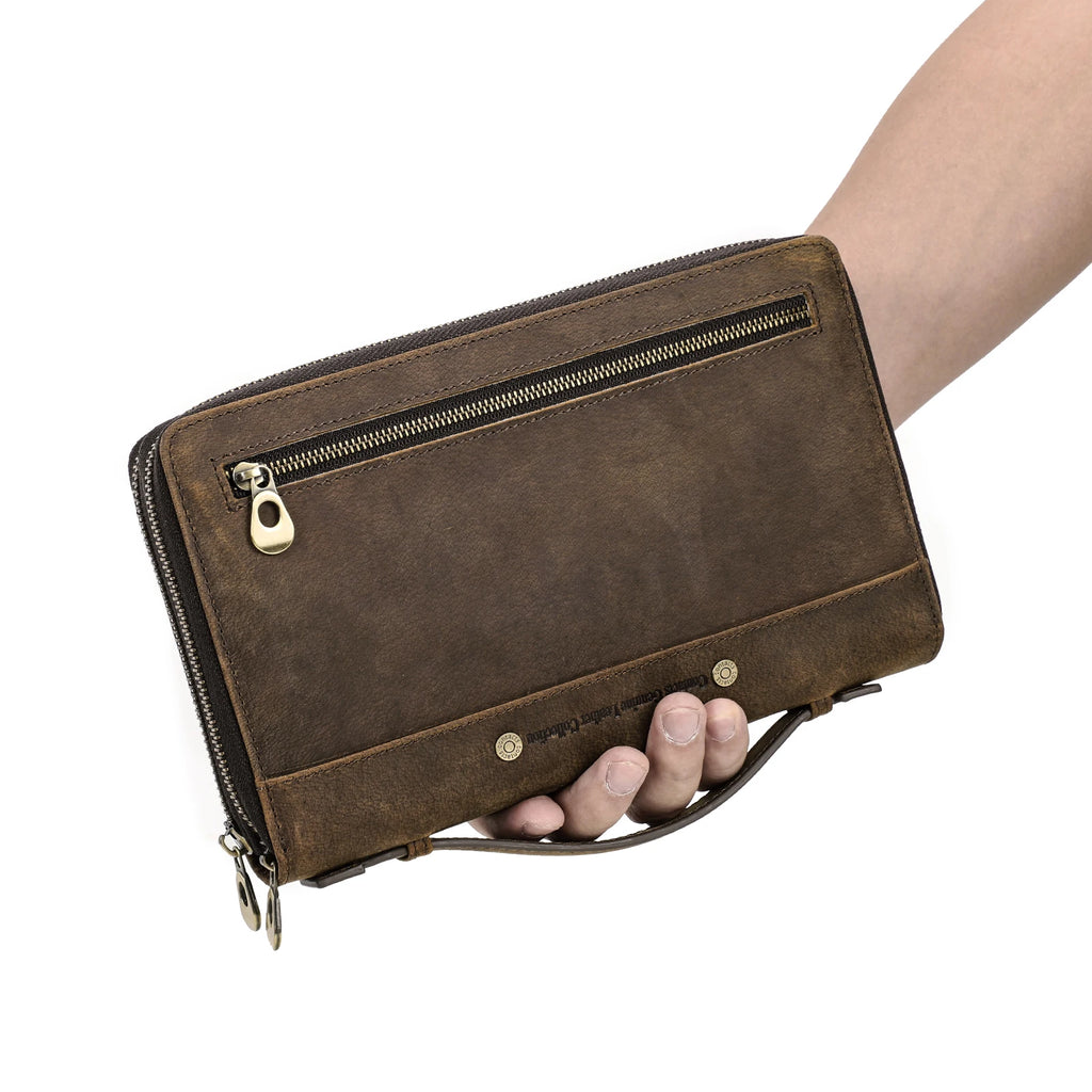 Sac pochette homme  cuir Marron / 24 x 3.5 x 15cm / Offerte-ShopGET® 