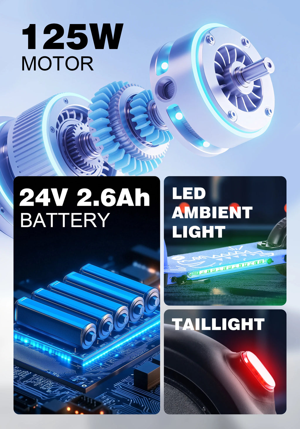 Trottinette électrique enfant  de  6-12 ans  16km/h Max