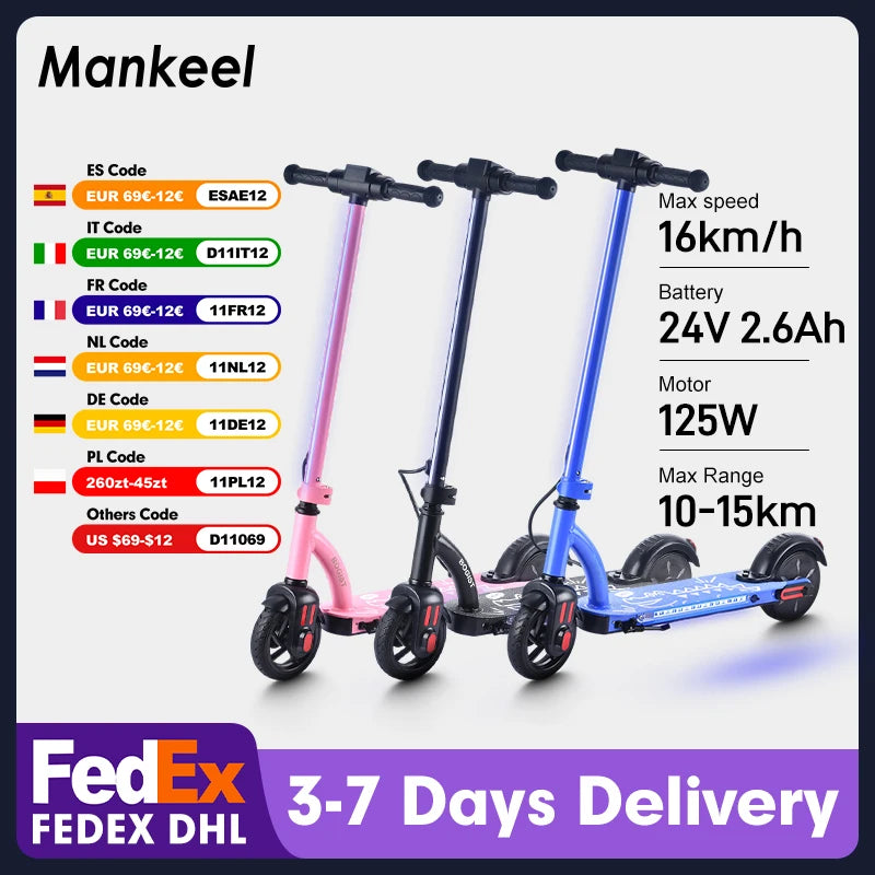 Trottinette électrique enfant  de  6-12 ans  16km/h Max
