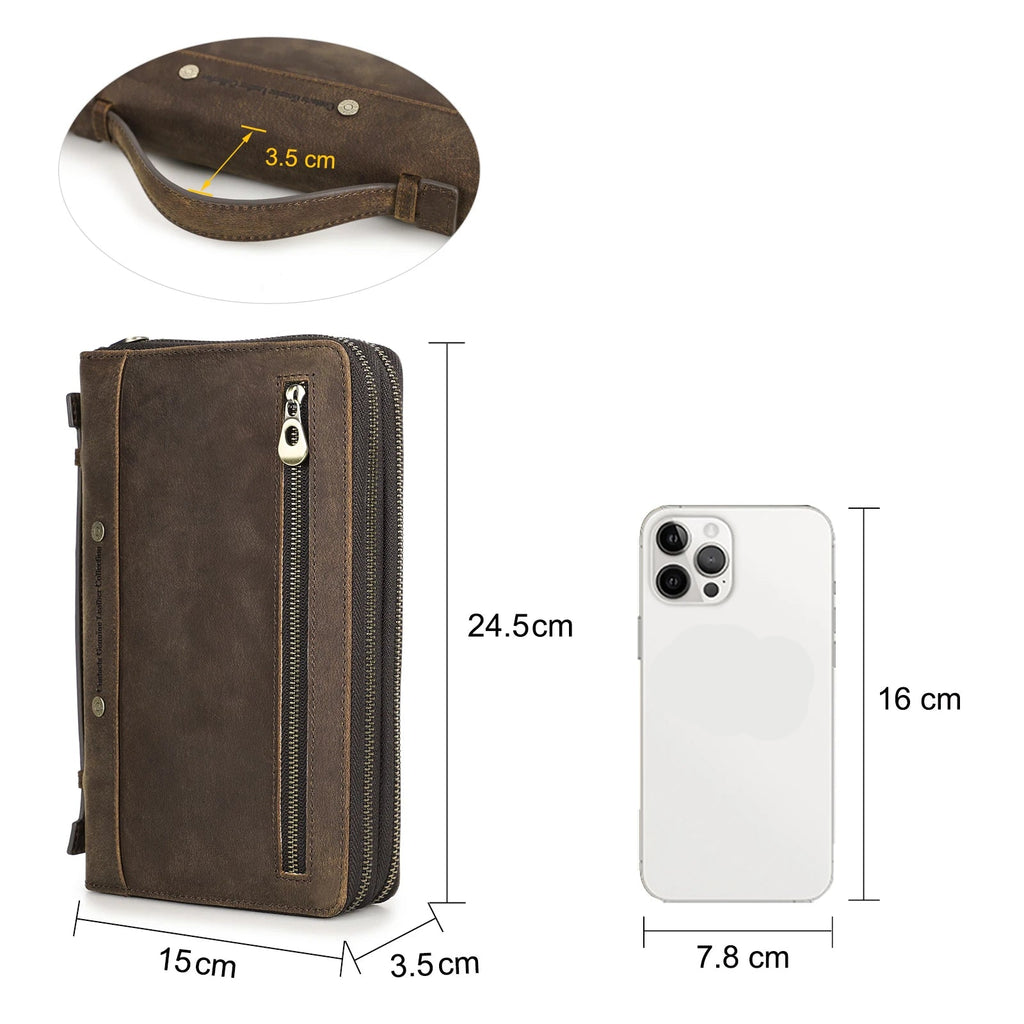 Sac pochette homme  cuir Marron / 24 x 3.5 x 15cm / Offerte-ShopGET® 