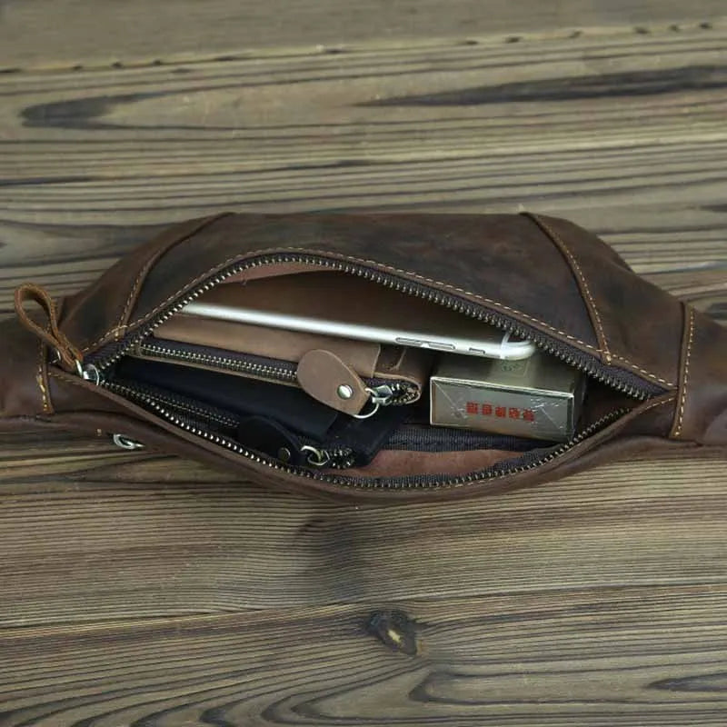 Sac banane en cuir solide pour homme