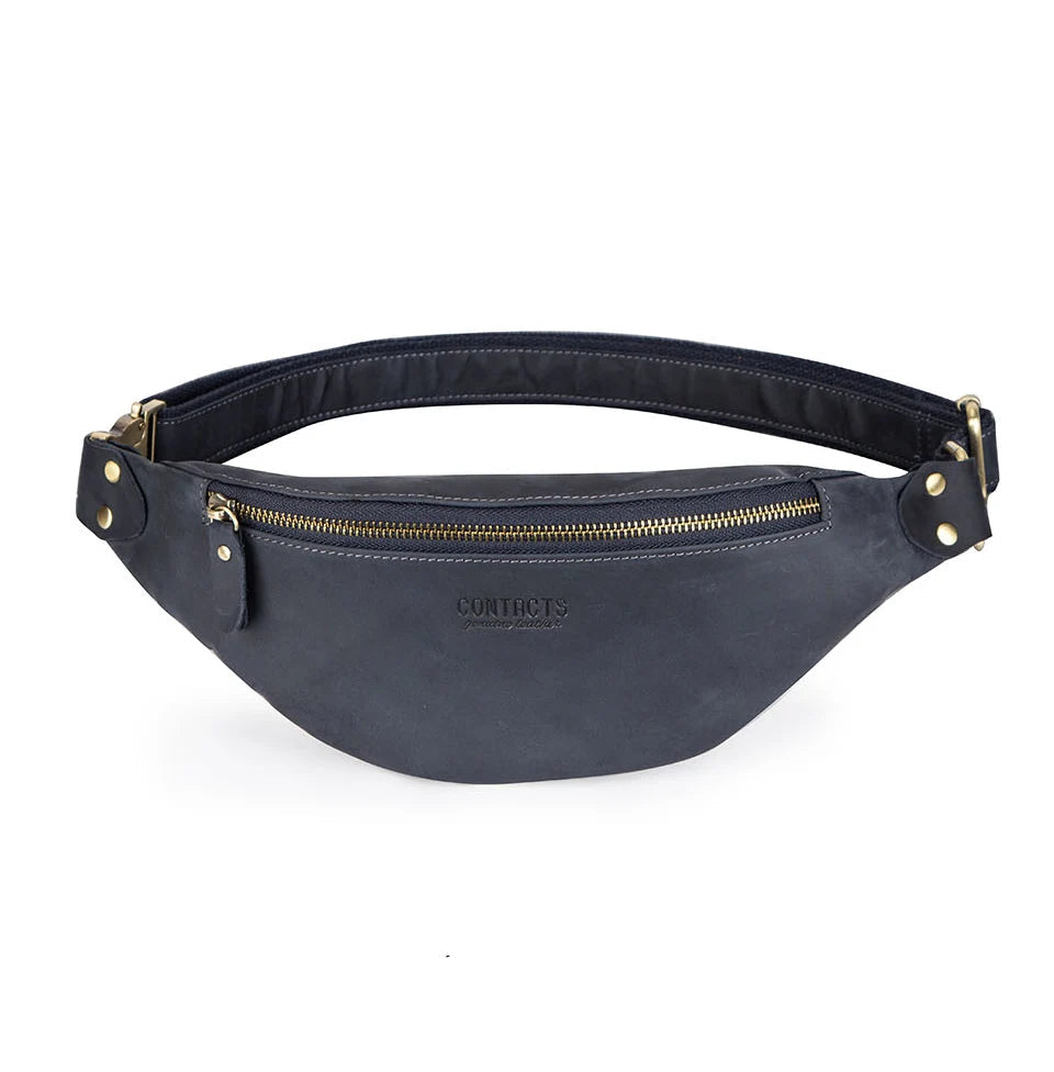 Sac banane en cuir noir homme original