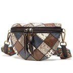 Sac banane femme chic multicolore plaid en cuir - ShopGET®