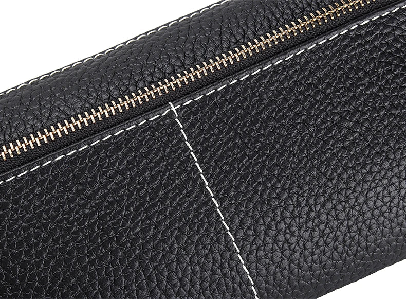 Pochette femme en cuir authentique Pourpre-Rose-Noir-Burgundy-Vert-Bleu-ShopGET® 