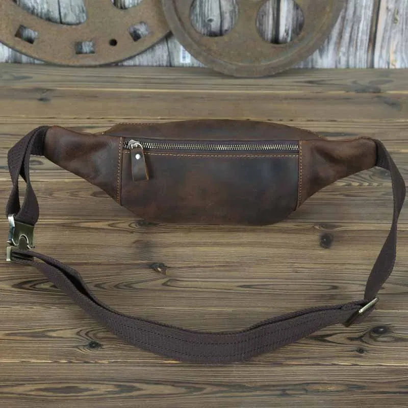 Sac banane en cuir solide pour homme