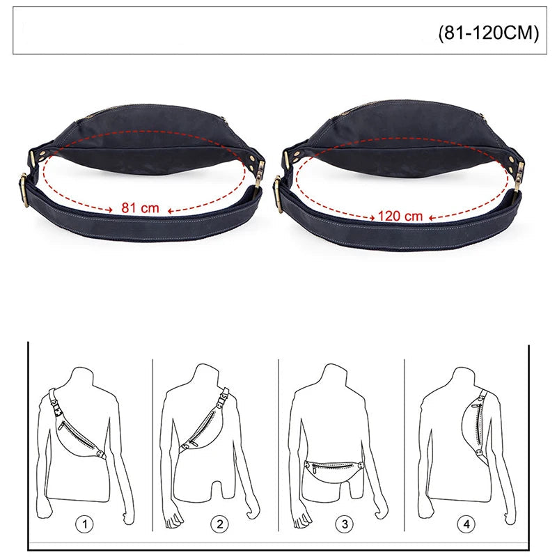 Sac banane en cuir noir homme original