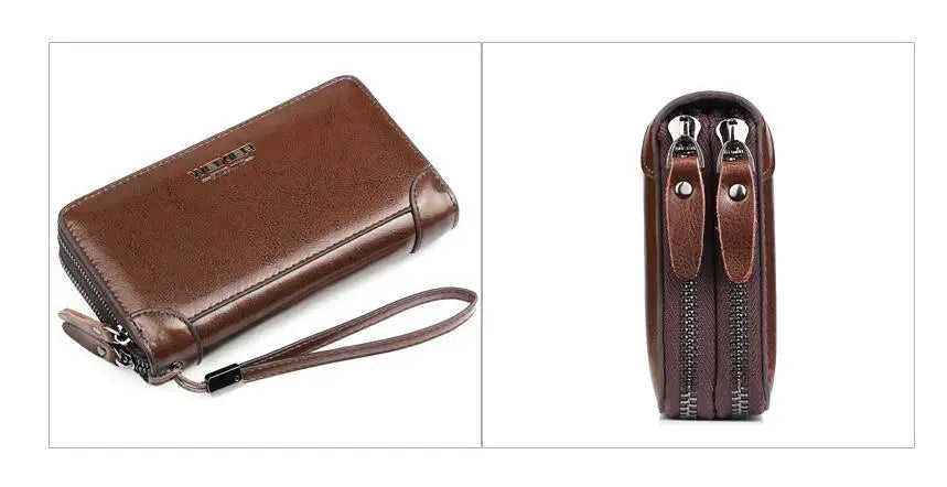 Pochette homme cuir brillant Noir / 21cm5cm12cm-Marron / 21cm5cm12cm-ShopGET® 