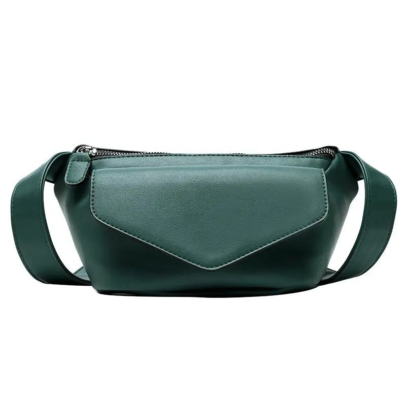 Sac banane en cuir vert avec bandoulière