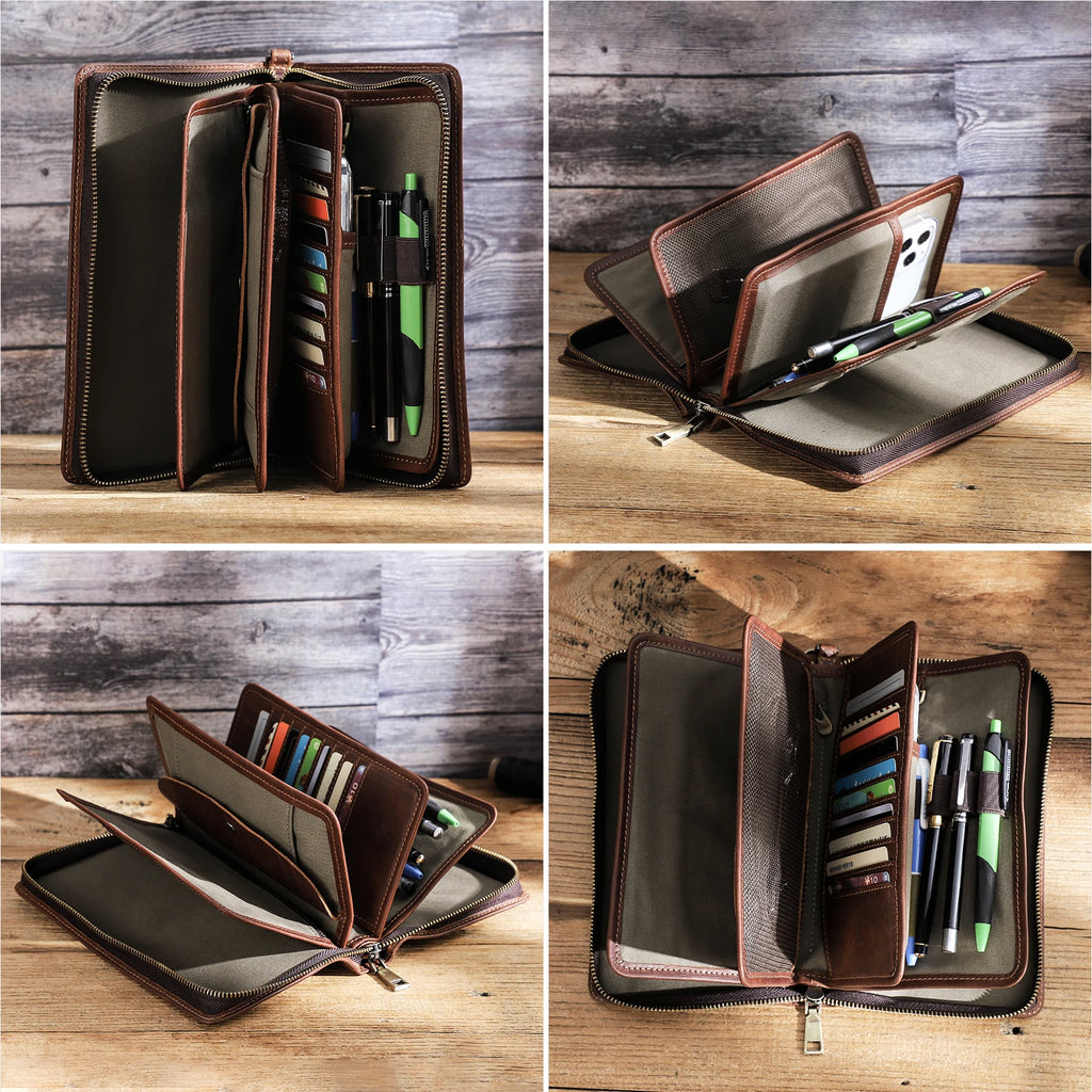 Mini pochette homme en cuir Marron / 13.5 x 22.5 x 3.5 cm-ShopGET® 