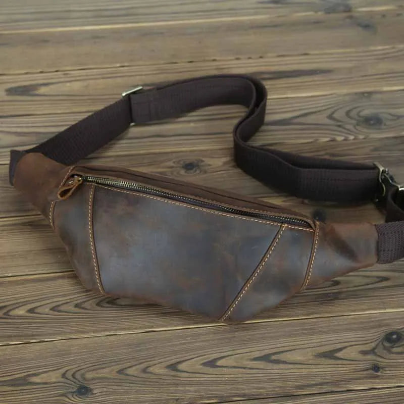 Sac banane en cuir solide pour homme