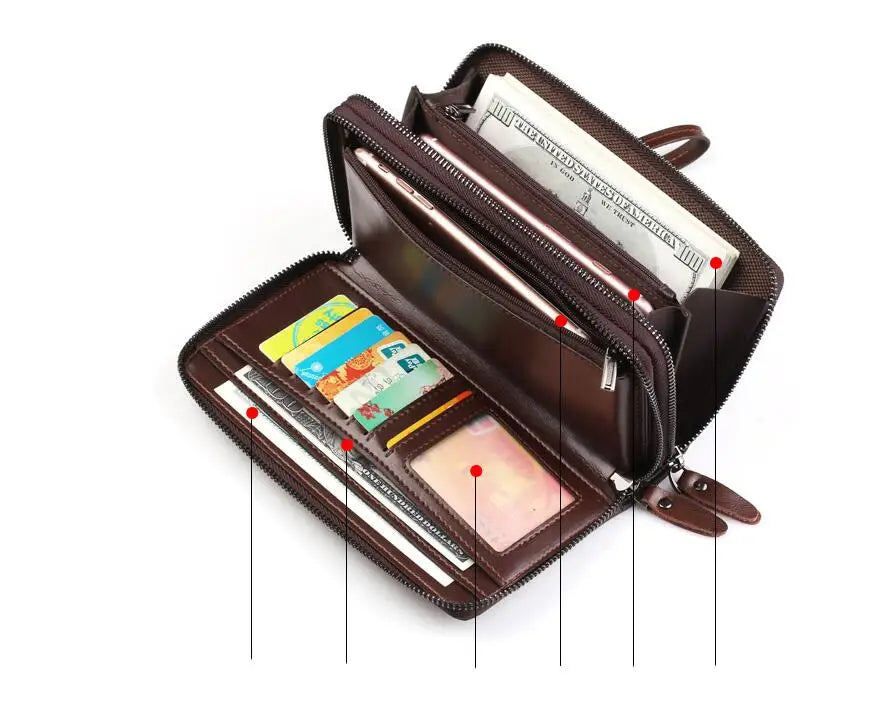 Pochette homme cuir brillant Noir / 21cm5cm12cm-Marron / 21cm5cm12cm-ShopGET® 