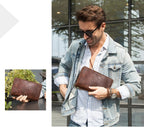 Mini pochette homme en cuir Marron / 13.5 x 22.5 x 3.5 cm-ShopGET® 