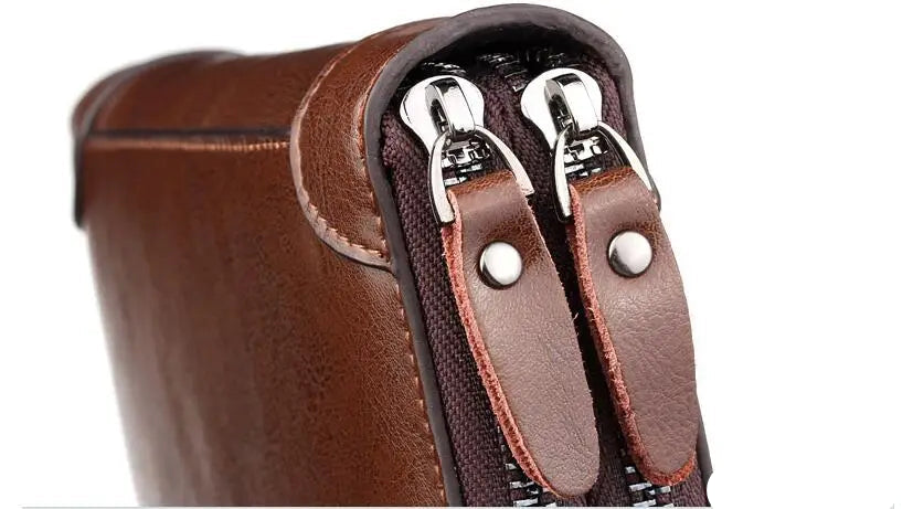 Pochette homme cuir brillant Noir / 21cm5cm12cm-Marron / 21cm5cm12cm-ShopGET® 