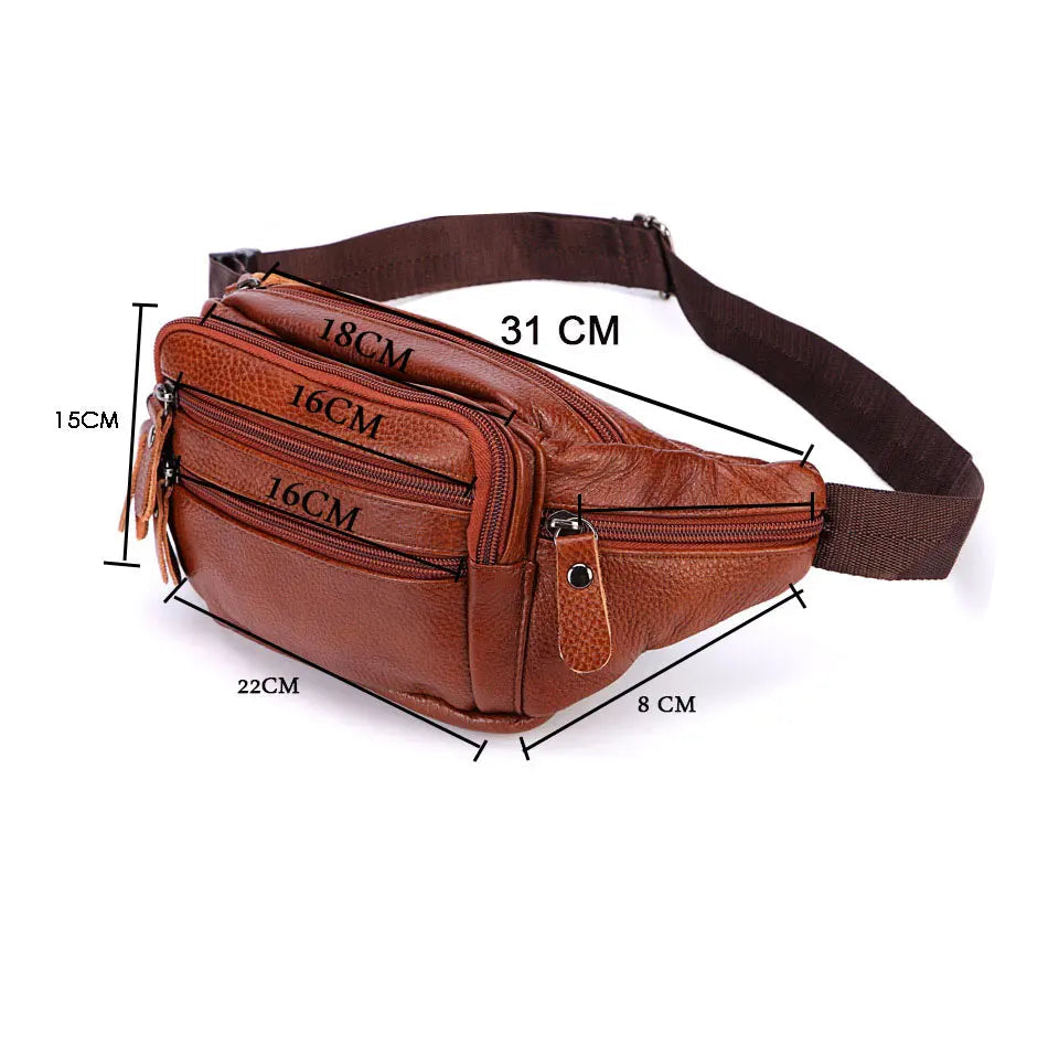 Sac banane en cuir multipoche homme
