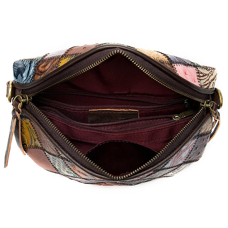 Sac banane femme chic multicolore plaid en cuir - ShopGET®