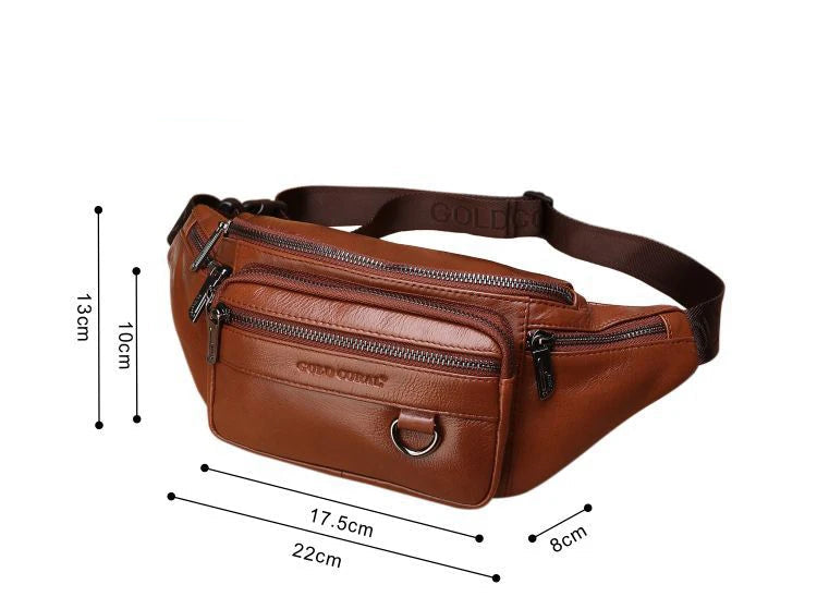 Sac banane en cuir solide pour gentlemen