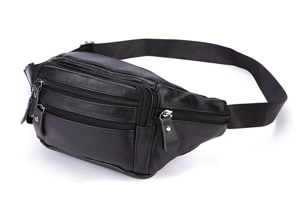 Sac banane en cuir multipoche homme
