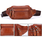Sac banane en cuir multipoche homme
