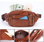 Sac banane en cuir multipoche homme