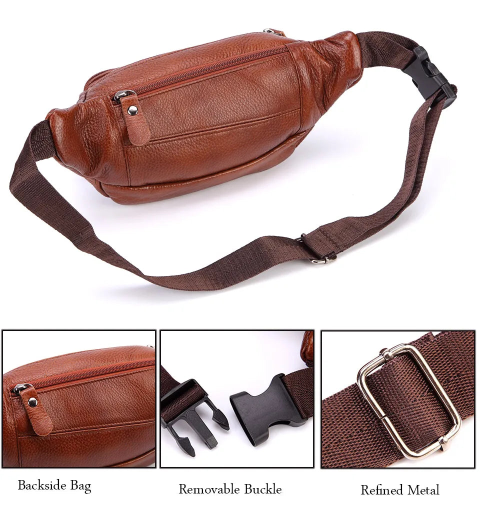 Sac banane en cuir multipoche homme