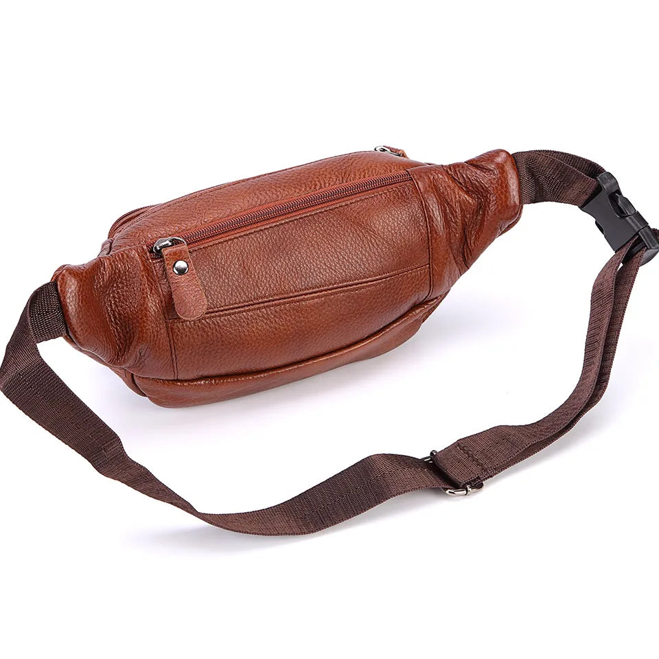 Sac banane en cuir multipoche homme