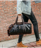 Sac polochon marcel en PU Cuir Noir / 50 x 22 x 21 Cm-ShopGET® 