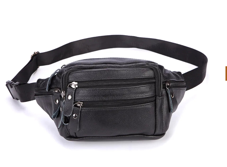 Sac banane en cuir multipoche homme