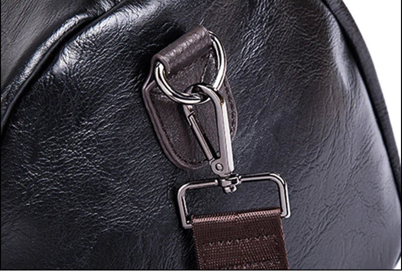 Sac polochon marcel en PU Cuir Noir / 50 x 22 x 21 Cm-ShopGET® 