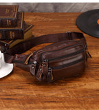Sac banane en cuir multipoche homme