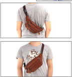 Sac banane en cuir multipoche homme
