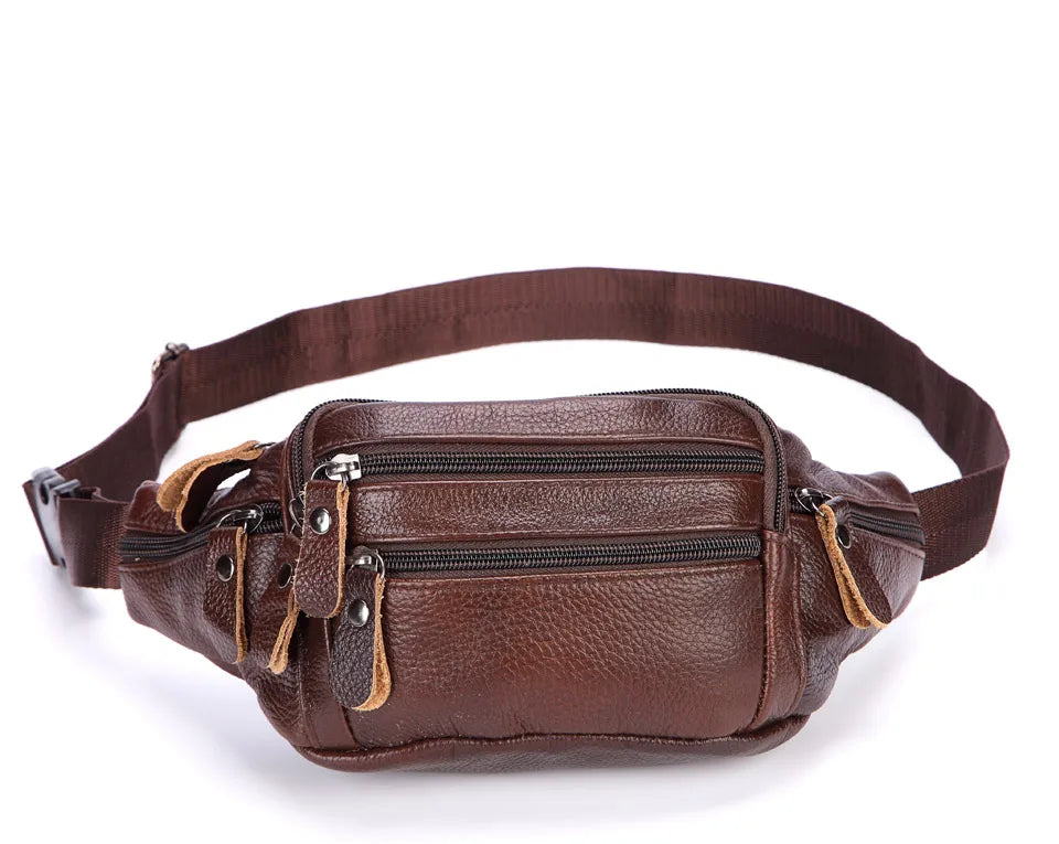 Sac banane en cuir multipoche homme