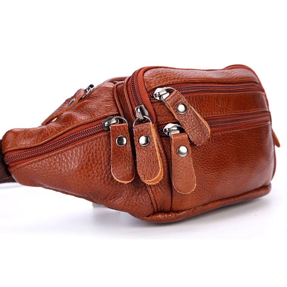 Sac banane en cuir multipoche homme