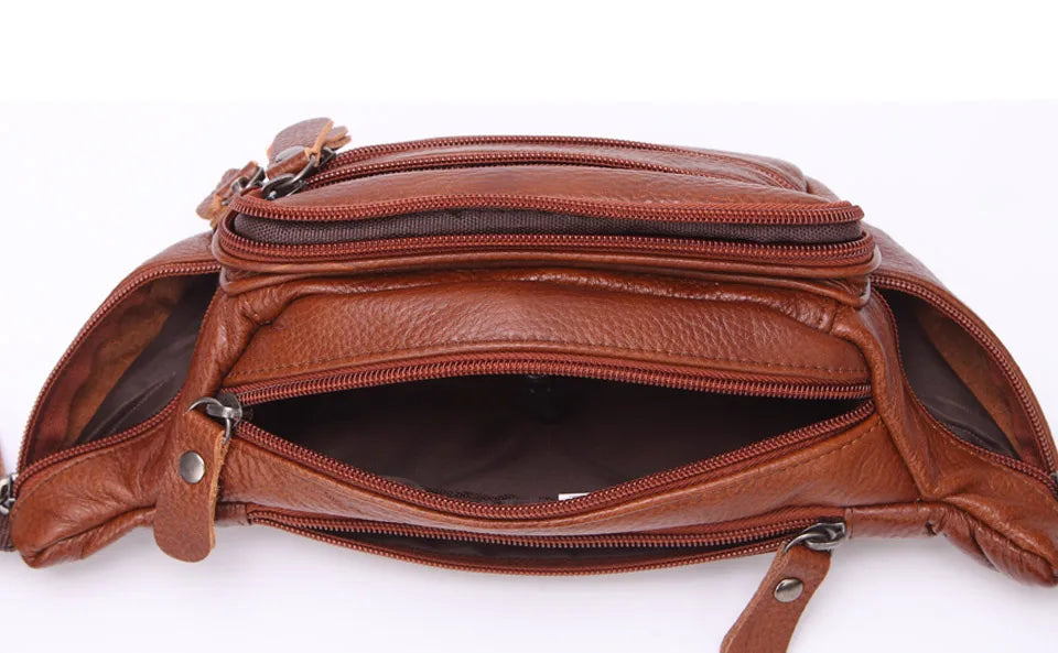 Sac banane en cuir multipoche homme