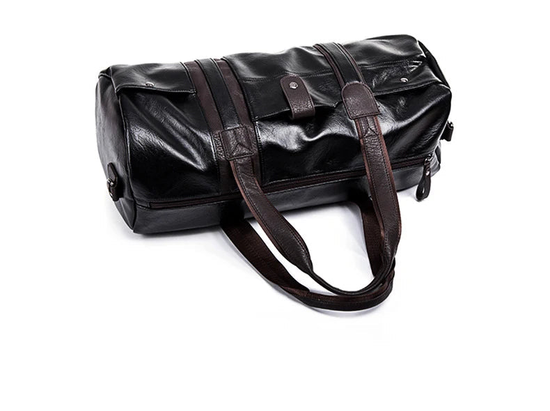 Sac polochon marcel en PU Cuir Noir / 50 x 22 x 21 Cm-ShopGET® 