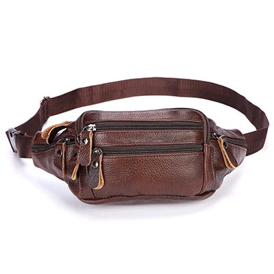 Sac banane en cuir multipoche homme