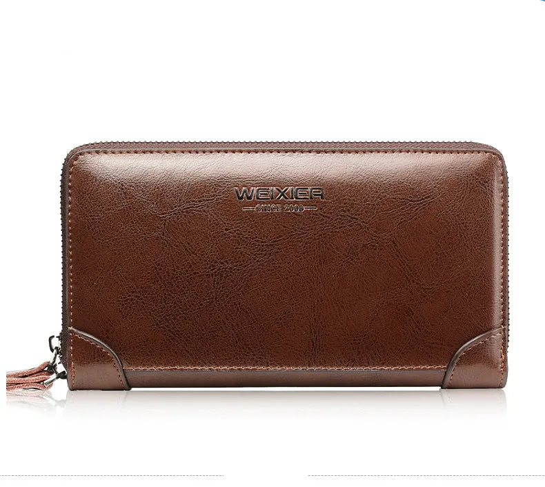 Pochette homme cuir brillant Noir / 21cm5cm12cm-Marron / 21cm5cm12cm-ShopGET® 