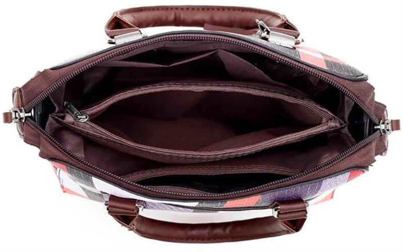 Sac cabas femme ensemble de 4 Pièces Rouge-Noir-Bleu A-Bleu-Marron-ShopGET® 