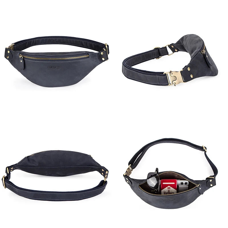 Sac banane en cuir noir homme original