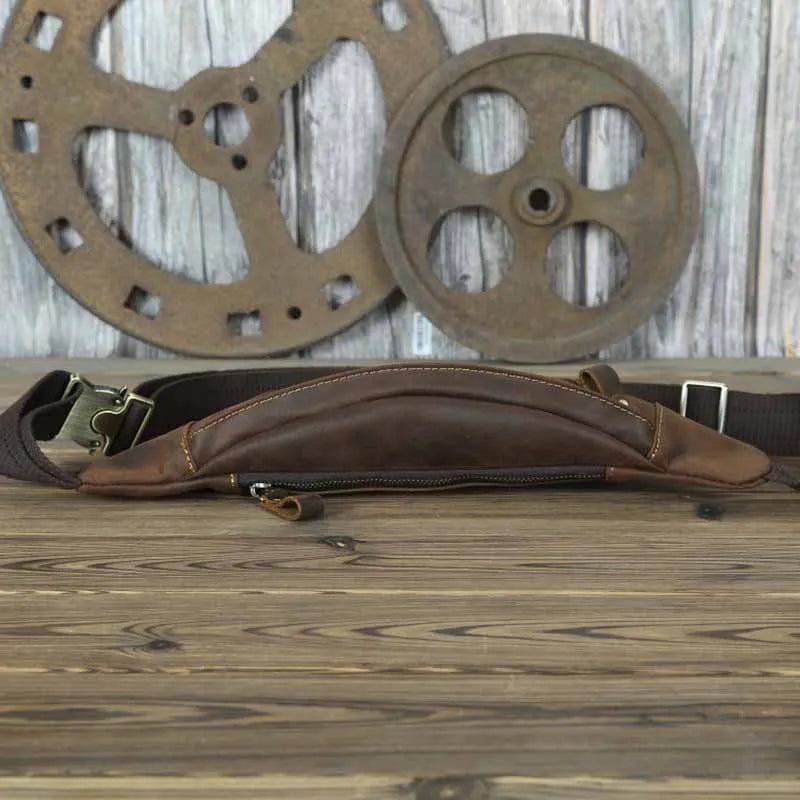 Sac banane en cuir solide pour homme