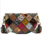 Sac banane en cuir bohémien à décor géométrique