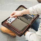 Mini pochette homme en cuir Marron / 13.5 x 22.5 x 3.5 cm-ShopGET® 