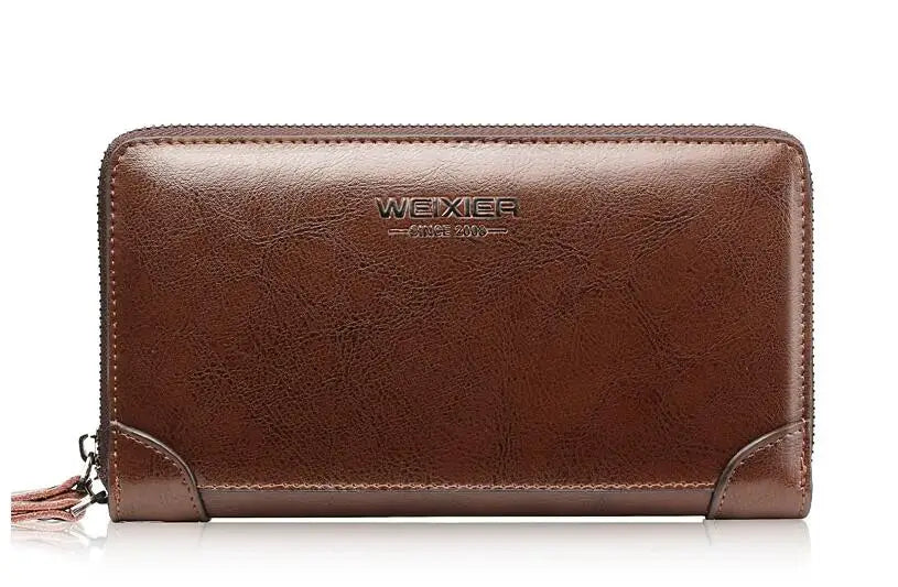 Pochette homme cuir brillant Noir / 21cm5cm12cm-Marron / 21cm5cm12cm-ShopGET® 