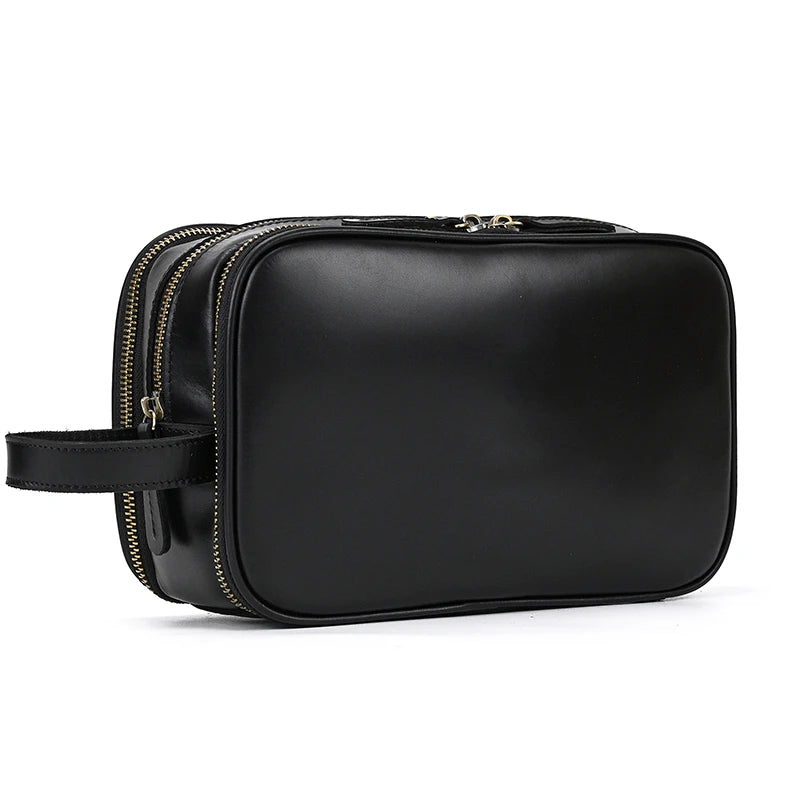 Trousse de toilette homme cuir noir à suspendre - ShopGET®