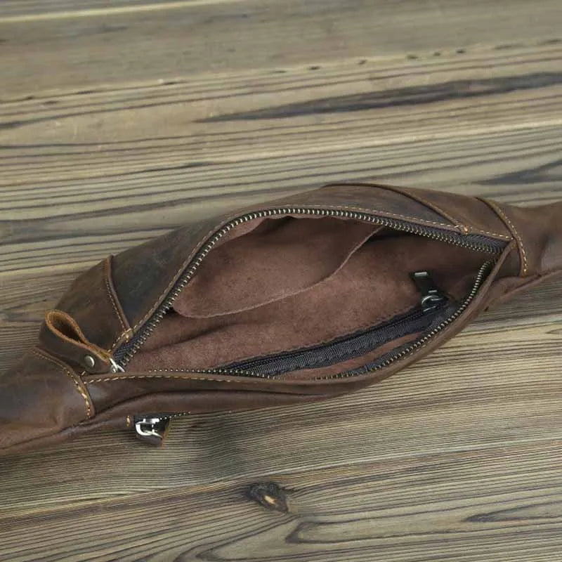 Sac banane en cuir solide pour homme