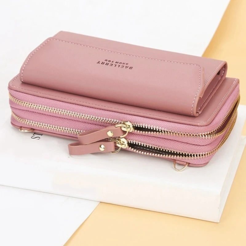 Pochette femme multifonction à bandoulière Rose A-Rose B-Rouge-Vert-Bleu-Noir-ShopGET® 