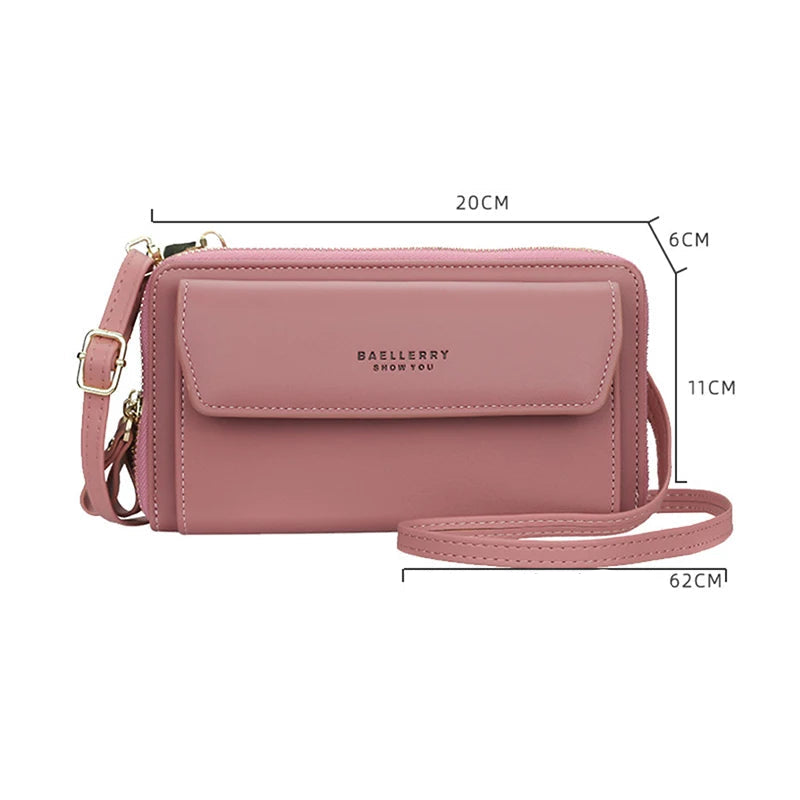 Pochette femme multifonction à bandoulière Rose A-Rose B-Rouge-Vert-Bleu-Noir-ShopGET® 