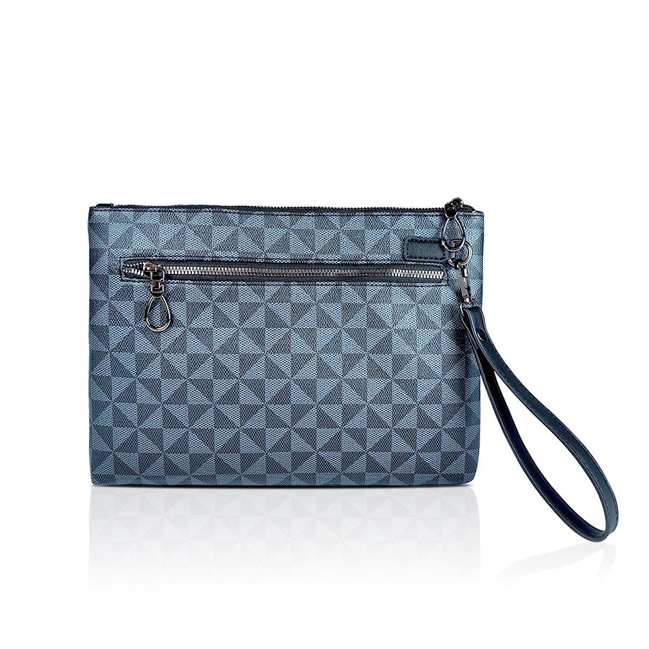 Pochette homme en plaid de couleur bleu Bleu-ShopGET® 