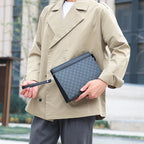 Pochette homme tendance en plaid Noir-ShopGET® 